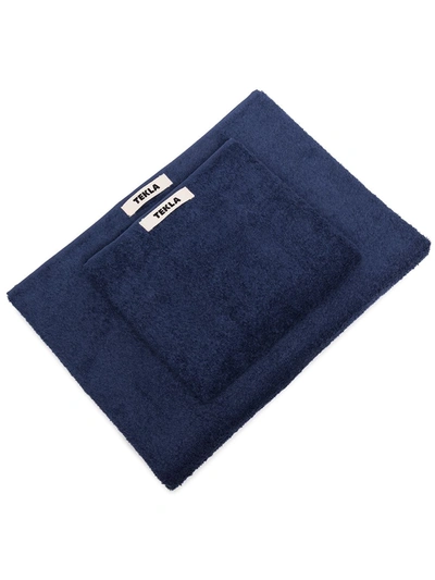 Tekla Two-piece Logo-patch Towel Set In Blue