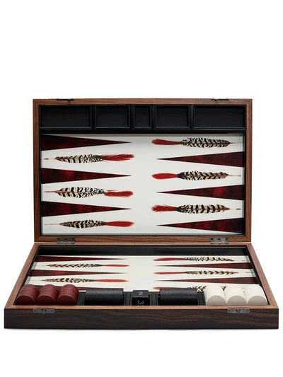 Alexandra Llewellyn Tournament Size Feather Backgammon Set In Brown