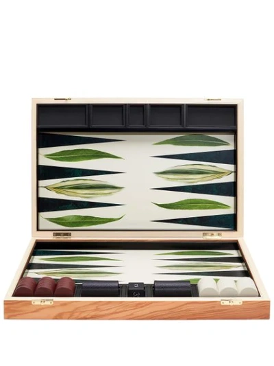 Alexandra Llewellyn Tournament Size Leaf Backgammon Set In Brown