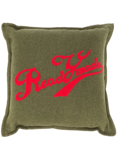 Readymade Logo-print Wool Cushion In Green