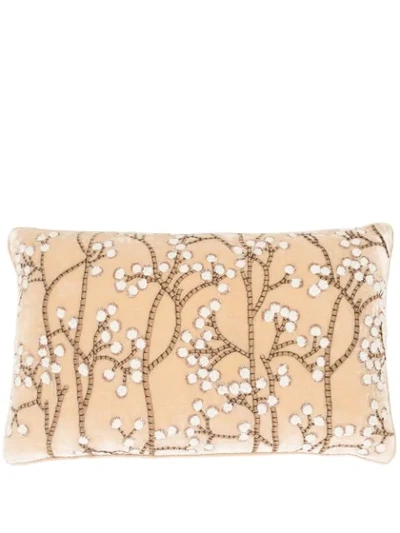 Anke Drechsel Embroidered Blossom Cushion In Neutrals
