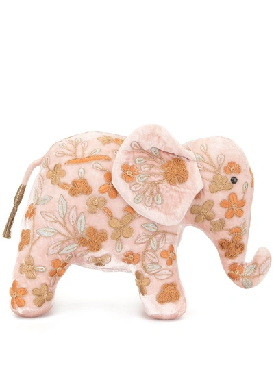 Anke Drechsel Embroidered Elephant Soft Toy In Pink