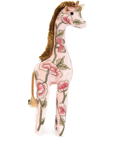 Anke Drechsel Embroidered Giraffe Soft Toy In Pink