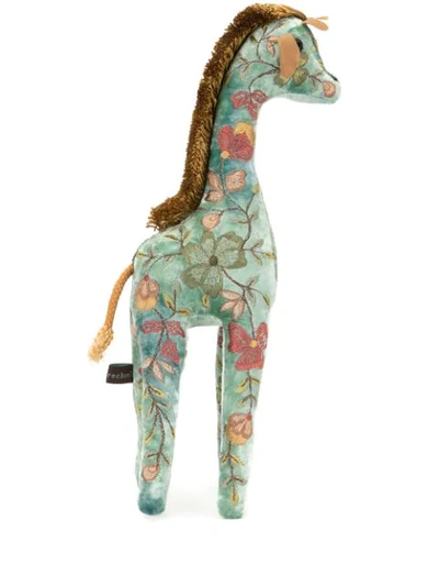 Anke Drechsel Embroidered Giraffe Soft Toy In Green