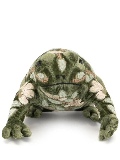 Anke Drechsel Embroidered Frog Soft Toy In Green