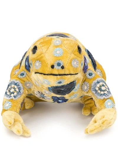 Anke Drechsel Embroidered Frog Soft Toy In Yellow