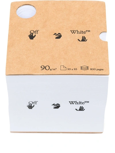 Off-white Logo Print Notebook Cube In Kraft Brown White Black