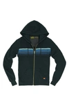 Aviator Nation Striped Zipper Hoodie In Charcoal/blue