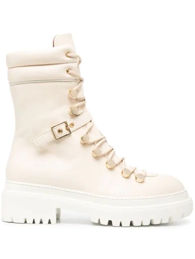 L'autre Chose Lace-up Combat Boots In Neutrals