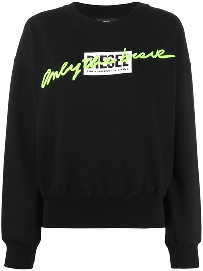 Diesel Rubberised Embroidered Logo Sweatshirt In Black