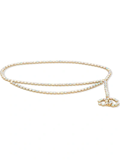 Pre-owned Chanel 1995 Cc Crystal-embellished Belt In Gold