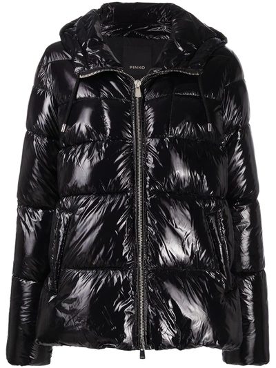 Pinko Quilted Zip-up Jacket In Gold