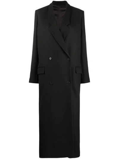 Kenzo Long Double-breasted Coat In Black