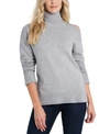 1.state Cold-shoulder Cuffed Turtleneck Sweater In Silver Heather