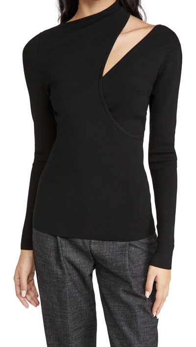 A.l.c Paquin Cutout Knitted Sweater In Black
