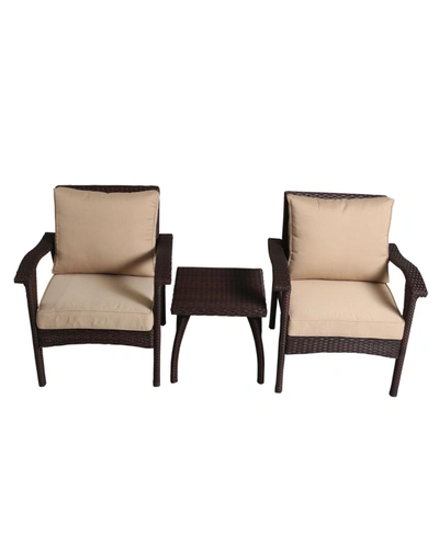 Noble House Bradley 3 Piece Outdoor Chat Set With Cushions In Brown