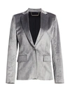 Frame Women's Stretch Velvet Blazer In Silver