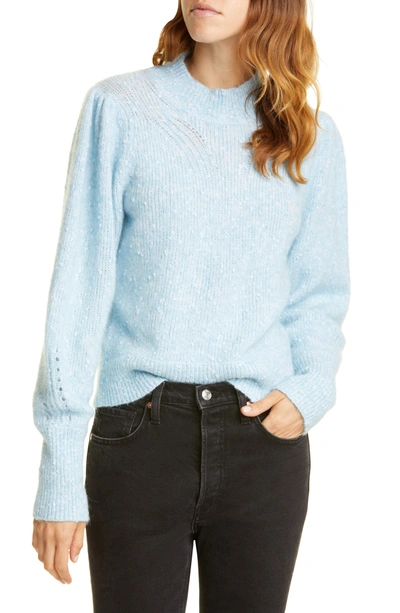 Rebecca Taylor Optic Nep Balloon Sleeve Sweater In Carolina Blue