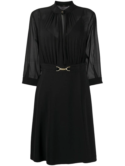 Seventy Dress 3/4s A Line Skirt W/buckle In Black