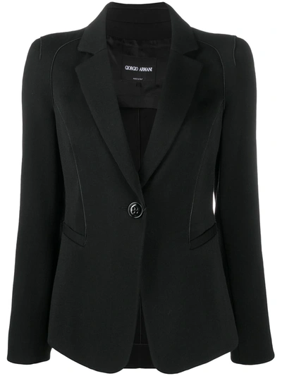 Giorgio Armani Wool Single Breasted Jacket In Black