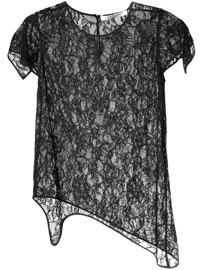 Givenchy Floral Lace Asymmetric Top In Black