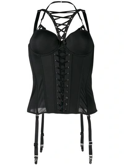 Marlies Dekkers Lace-up Plunge Corset In Black