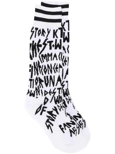 Ktz Letter Knit Stretch Socks In White