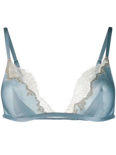 Carine Gilson Triangular Bra With Lace Detail In Blue