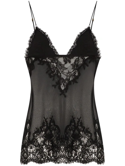 La Perla Lawinia Rose Lace And Stretch-silk Slip Dress In Black