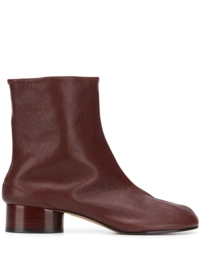 Maison Margiela Burgundy Leather Tabi Boots