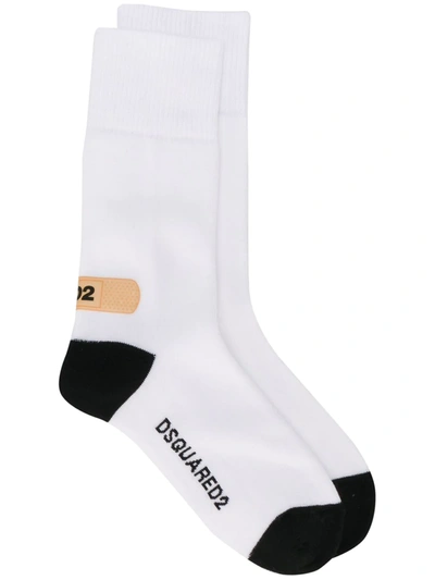 Dsquared2 Plaster Logo Socks In White