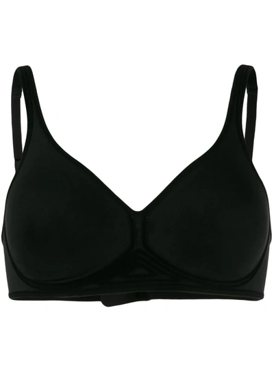 Wolford 3w Skin Velvet-trimmed Bra In Black