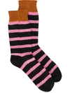La Doublej Glitter-effect Striped Socks In Black