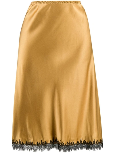 Gilda & Pearl Midnight Cognac Slip Skirt In Yellow