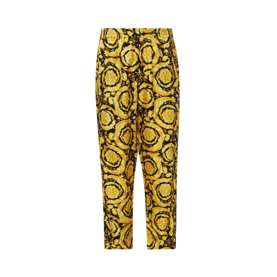 Versace Barocco Print Silk Pajama Trousers In Multicolore