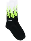 Vision Of Super Black Yellow Fluo Double Flames Socks