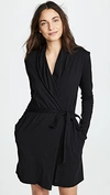 Skin Vivienne Fleece Recycled-polyester Robe In Black