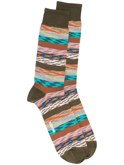 Missoni Striped Socks In Green