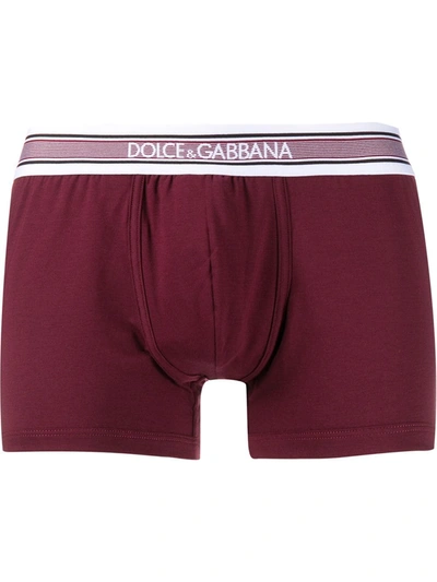 Dolce & Gabbana Logo Embroidered Boxers In Red