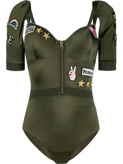 Marlies Dekkers Aviator Multi-patch Bodysuit In Green