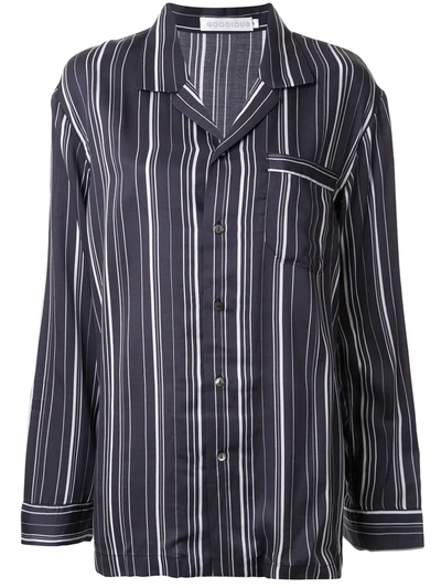 Goodious Striped Long-sleeve Pyjama Set In Blue