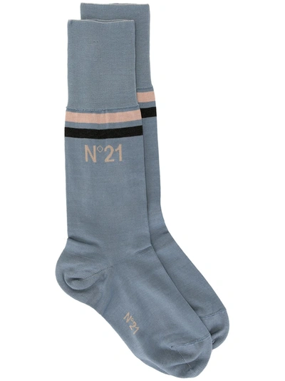 N°21 Logo Mid-calf Socks In Blue