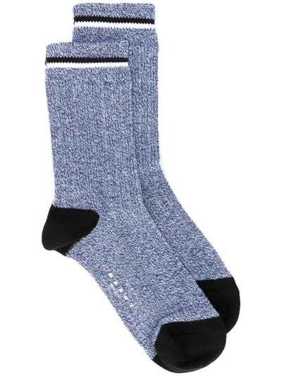 Marni Striped Trim Socks In Blue