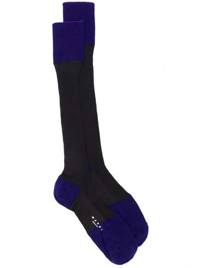 Marni Two-tone Socks In Blue