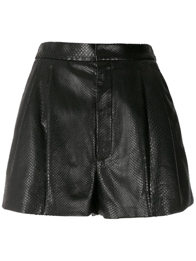 Saint Laurent Snakeskin Pattern Short Shorts In Black