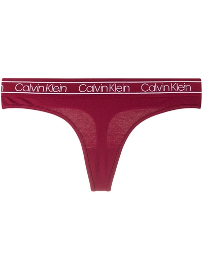 Calvin Klein Underwear Logo Waistband Thong In Red