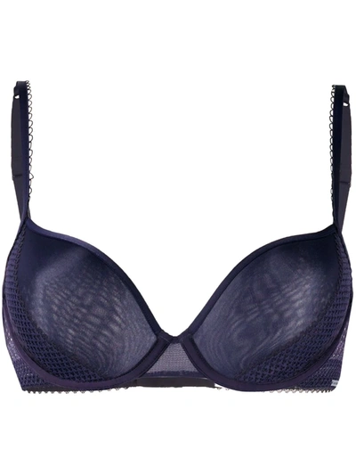 Calvin Klein Underwear Mesh Panel Bra In Blue