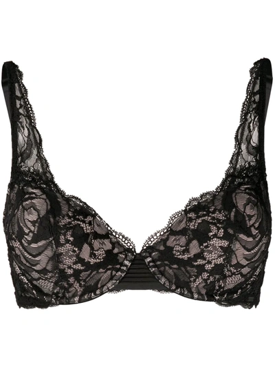 Calvin Klein Underwear Lace-panel Bustier Bra In Black