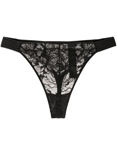 Calvin Klein Underwear Lace-trim Thong In Black