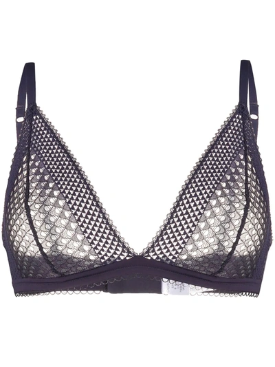 Calvin Klein Underwear Triangle Lace Bra In Blue